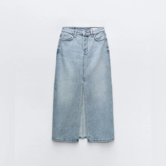 ZARA NEW WITH TAGS Z1975 DENIM MIDI SKIRT - Picture 9 of 12